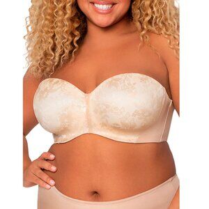 CURVY COUTURE Nude Full Figure Lace Strapless Bra